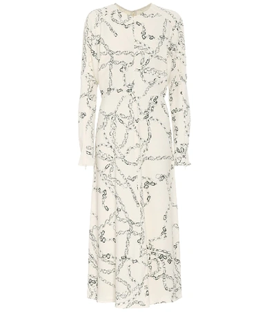 Victoria Beckham Signature-print Crepe Midi Dress In White