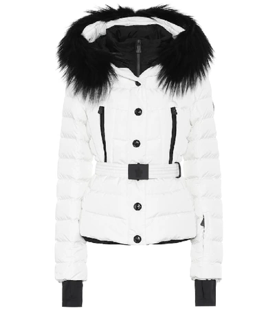 Moncler Beverley Technic Nylon Down Jacket W/fur In White