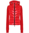 Moncler Technical Hooded Lined Fleece Zip-up Sweatshirt In Red