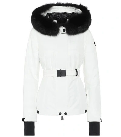Moncler Laplance毛皮边饰滑雪夹克 In White