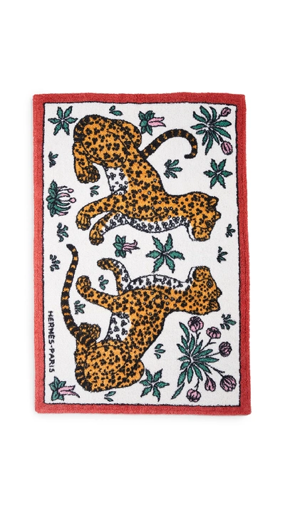 Hermes Red Terry Leopard Towel