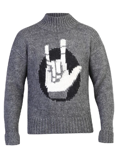 Neil Barrett Wool & Alpaca Knit Sweater In Grey