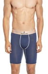 Tommy John Second Skin Gunmetal Waistband Boxer Briefs In Dress Blues/ Rose Gold