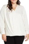 VINCE CAMUTO WRAP FRONT HAMMERED SATIN BLOUSE,9269052