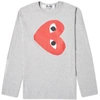 Comme Des Garçons Play Comme Des Garcons Play Grey Horizontal Heart Long Sleeve T-shirt In Grey