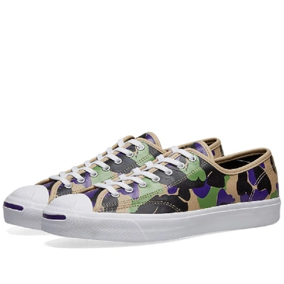 Converse Leather Archive Prints Jack Prucell Low Top Army Print Trainers In Black