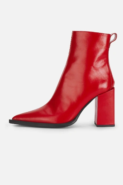 Ami Alexandre Mattiussi Zipped Boots With Block Heel In Red