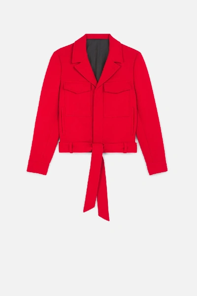 Ami Alexandre Mattiussi Patch Pockets Belted Jacket In Red