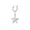 True Rocks Sterling Silver & Rhodium Plated Star, Hung On A Sterling Silver Hoop Earring In Hoop