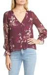 Joie Bolona Floral Button-front Blouse In Plum