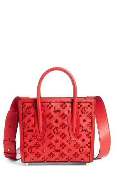 Christian Louboutin Mini Paloma Studded Calfskin Satchel In Loubi