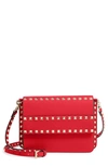 Valentino Garavani Small Rockstud Calfskin Leather Shoulder Bag In Red