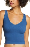 Free People Intimately Fp Solid Rib Brami Crop Top In Sky