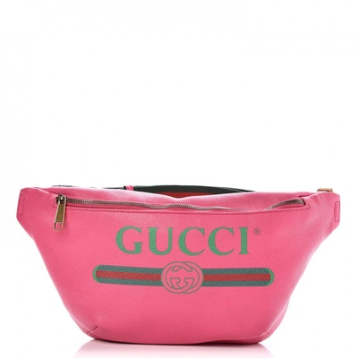 Pre-owned Gucci Belt Bag  Print Grained Pink