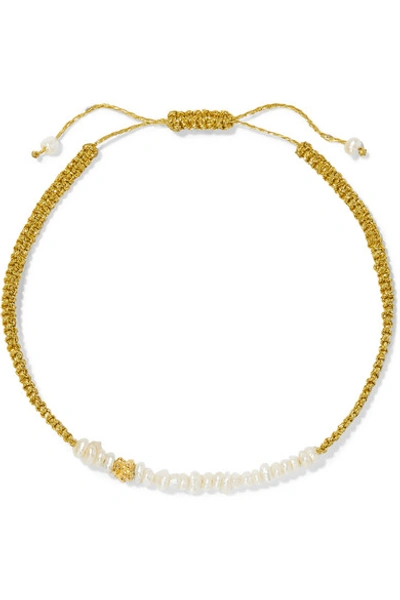 Pacharee + Pach Tach Pearl, Lurex And Gold-plated Bracelet