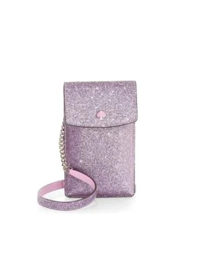 Kate Spade Glitter Leather Crossbody Iphone Case In Lilac