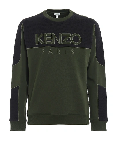 Kenzo Logo Embroidery Army Green Sweatshirt In Dark Green