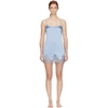 FLEUR OF ENGLAND FLEUR OF ENGLAND BLUE SILK SIGNATURE BABYDOLL SLIP DRESS