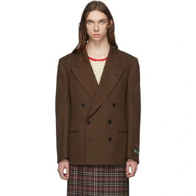 Gucci Brown Double-breasted Fluid Blazer In 2038 Vbrow