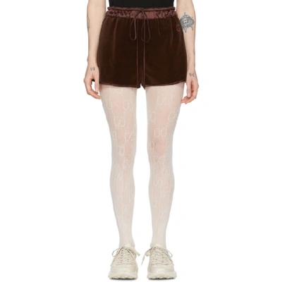 Gucci Brown Chenille Drawstring Shorts In 2028 Brown