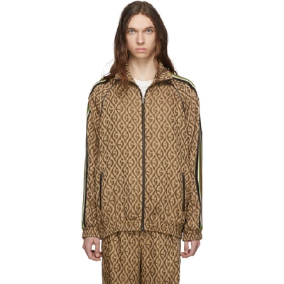 Gucci Men's Rhombus-print Twill Track Jacket In 2100 Brwnmu