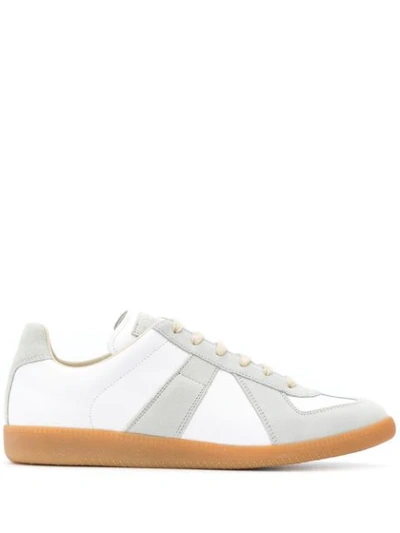 Maison Margiela Replica Panelled Leather Sneakers In White And Grey