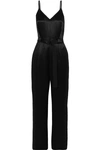 RAG & BONE ROCHELLE BELTED SATIN AND CREPE JUMPSUIT