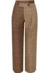 ANDERSSON BELL FIFTY FIFTY ASYMMETRIC CHECKED WOOL-BLEND TWEED STRAIGHT-LEG PANTS
