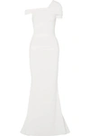 TALBOT RUNHOF BONETTE ONE-SHOULDER RUCHED STRETCH-CREPE GOWN