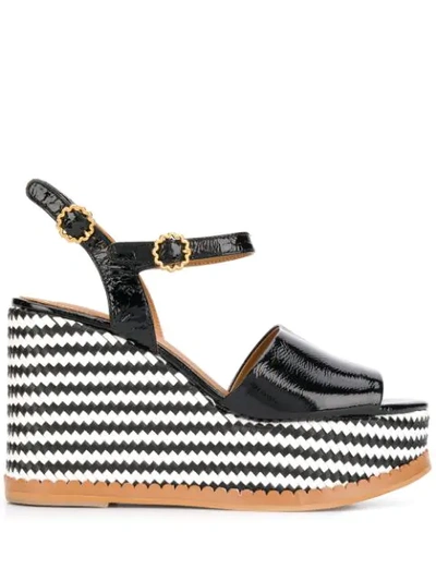See By Chloé Striped Wedge Sandals In Black