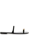 Giuseppe Zanotti Ring Swarovski Crystal Leather Toe-loop Sandals In Black