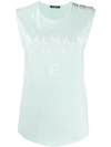 BALMAIN BUTTON-EMBELLISHED LOGO-PRINT T-SHIRT