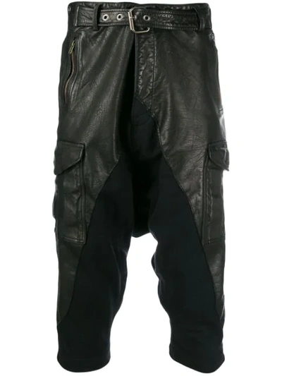 Greg Lauren Cropped Biker Trousers In Black
