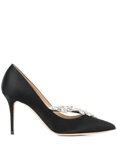 Manolo Blahnik Nadira Satin Pumps In Black