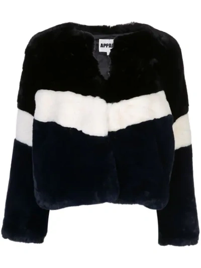 Apparis Women's Brigitte Colorblock Faux Fur Jacket In Black Ivory
