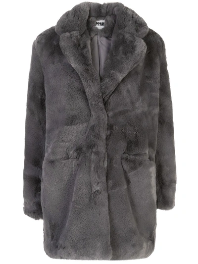 Apparis Sophie Faux Fur Coat In Carbon