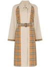 BURBERRY PANELLED CHECKED TRENCH COAT