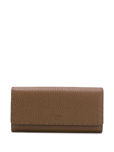 Fendi Contrast Interior Wallet In 棕色