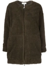 APIECE APART COLLARLESS FAUX-SHEARLING COAT