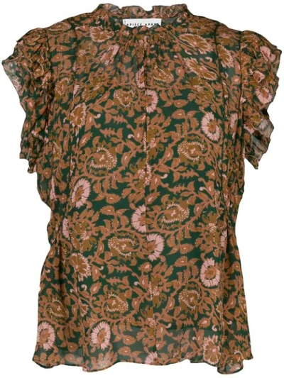 Apiece Apart Short-sleeve Floral Top In Orange ,green