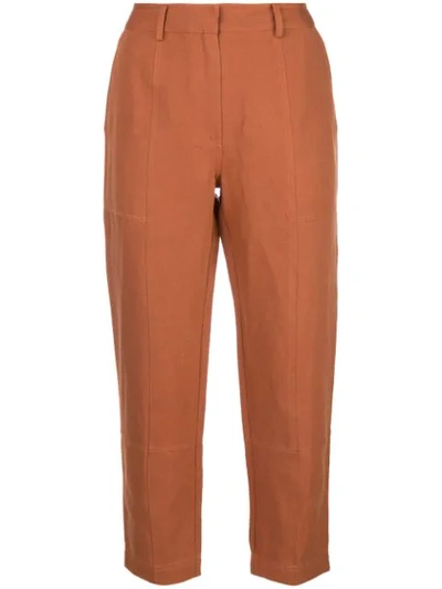 Apiece Apart High-waisted Tapered Trousers In Orange