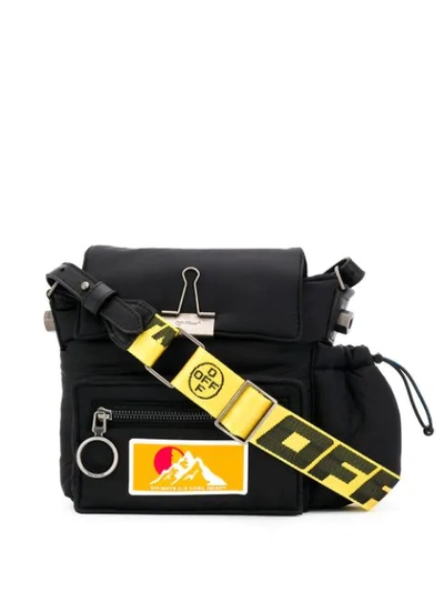 Off-white Puffy Binder Clip Shoulder Bag In Black