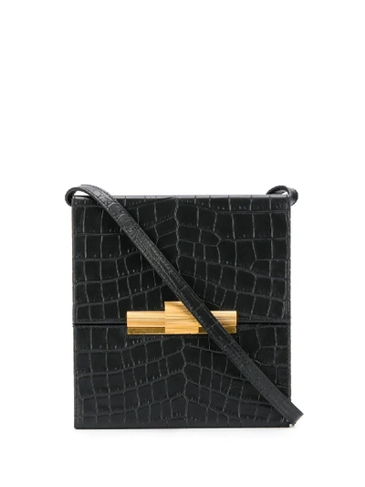 Bottega Veneta Crocodile Texture Daisey Crossbody Bag In 黑色