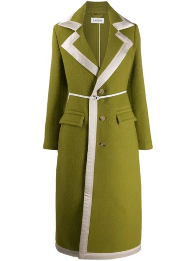 Lanvin Single-breasted Belted Coat In Green