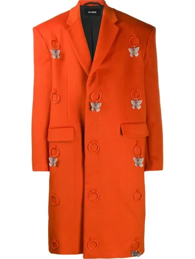 Raf Simons Embellished Oversized Coat In Orange