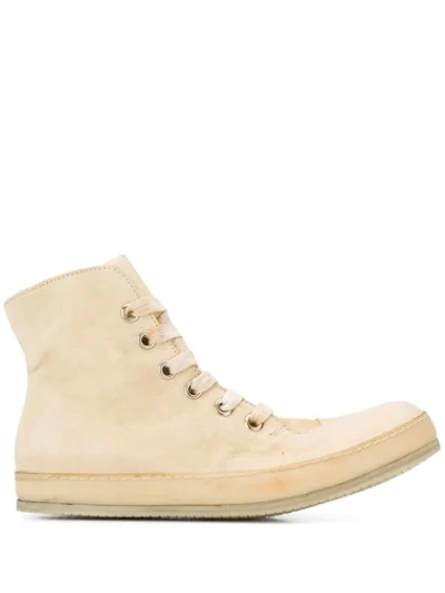 A Diciannoveventitre Distressed High-top Trainers In Neutrals