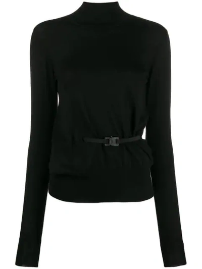 Alyx Belted Merino Turtleneck Sweater In Black