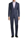 Calvin Klein Slim-fit Windowpane Wool-blend Suit In Blue