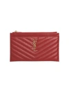 SAINT LAURENT WOMEN'S MONOGRAM MATELASSÉ LEATHER ZIP POUCH,0400099508757