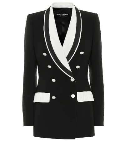 Dolce & Gabbana 弹力羊毛和真丝西装式外套 In Black